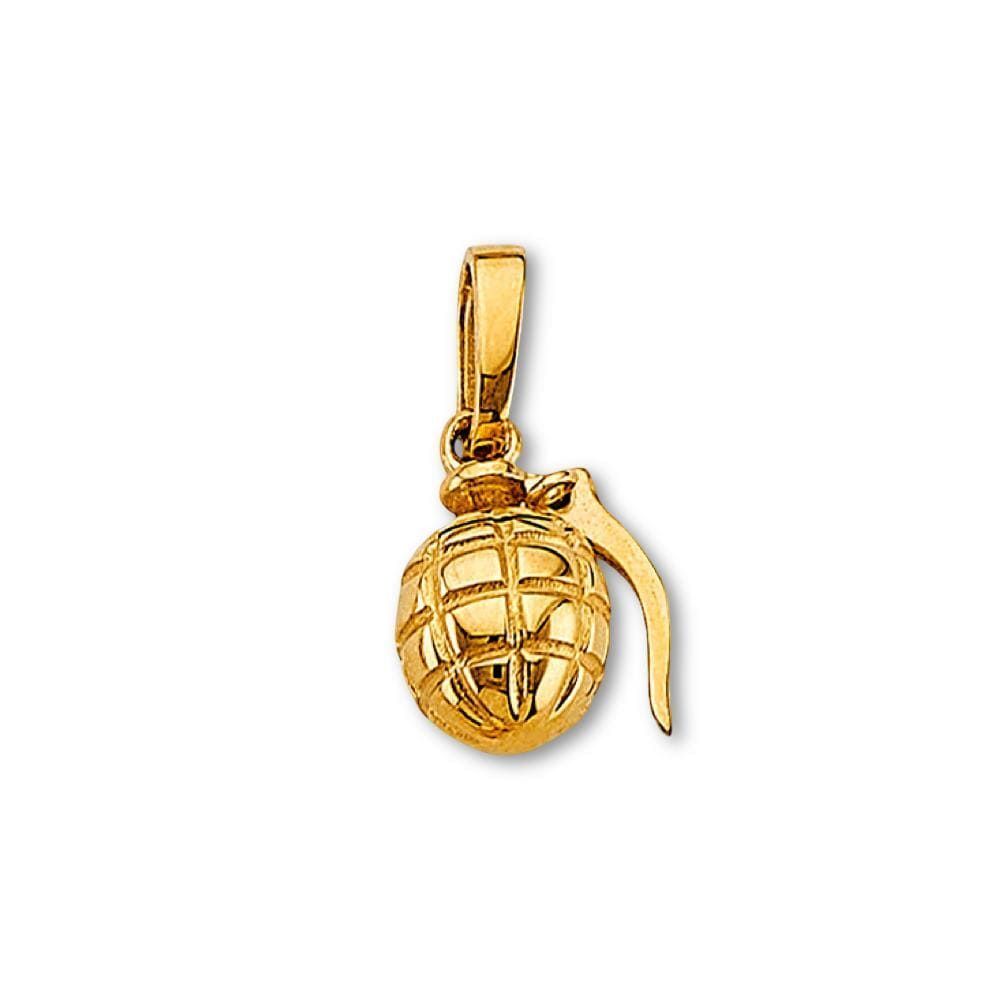 14K Gold Grenade Pendant | Mini Military Charm in Yellow Gold By Tehrani Jewelry